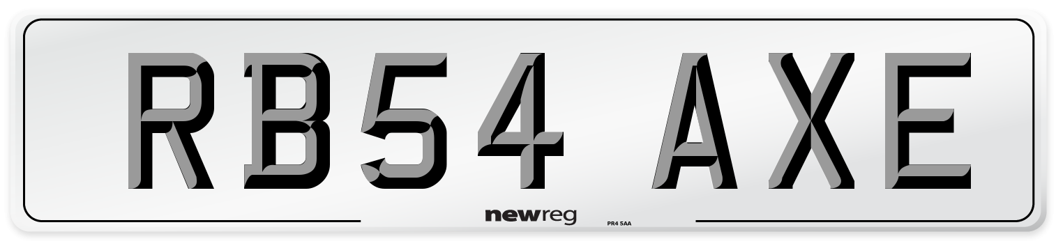 RB54 AXE Number Plate from New Reg
